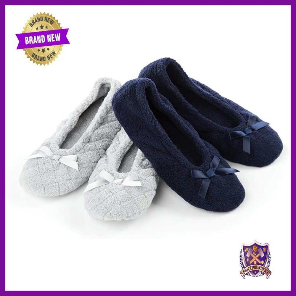 Soft Microterry Ballerina Slippers 2 Pack with Satin Bow